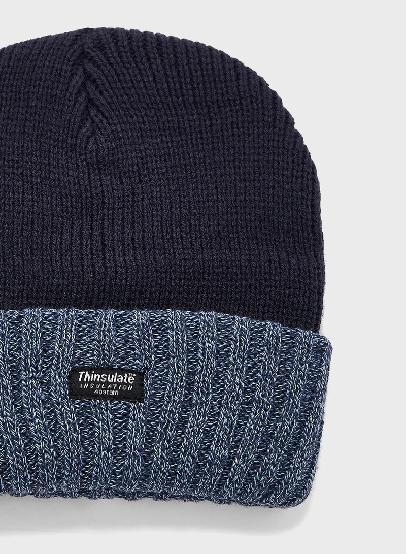 Robert Wood Turn Up Ribbed Thinsulate Lined Winter Beanie