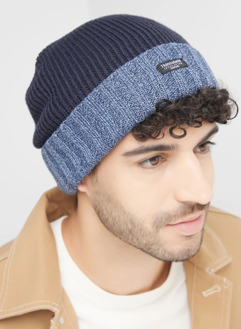 Robert Wood Turn Up Ribbed Thinsulate Lined Winter Beanie