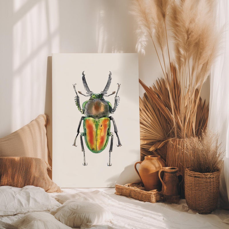 TNESSENTIAL Rainbow Stag Beetle Watercolor Wall Art Poster or Canvas Print, Phalacrognathus Muelleri Illustration, Iridescent Metallic Insect Wall Decor - Image 4