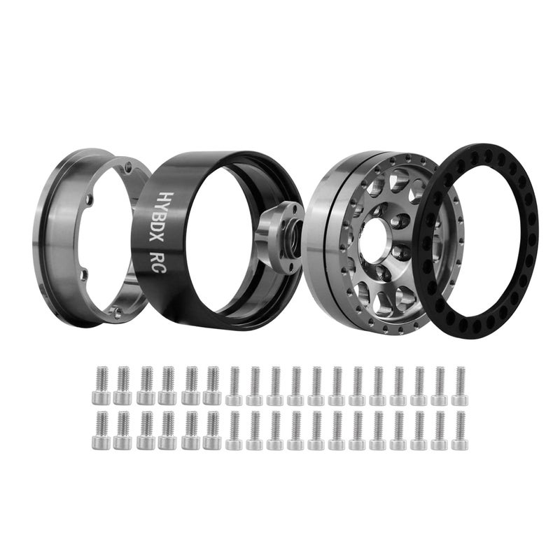 HYBDX Rc 1.9 Inch Aluminum Alloy Beadlock Wheel Rim Hub 4pcs Suit for 1:10 RC Crawler Axial SCX10 SCX10 II TRX4 RC4WD D90(Grey 4 PCS) - Image 3