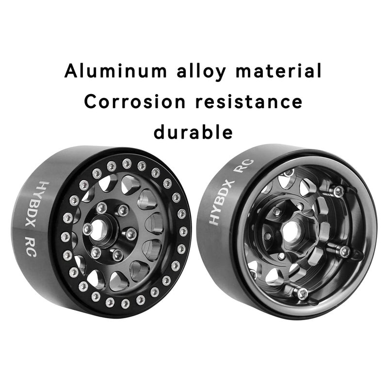 HYBDX Rc 1.9 Inch Aluminum Alloy Beadlock Wheel Rim Hub 4pcs Suit for 1:10 RC Crawler Axial SCX10 SCX10 II TRX4 RC4WD D90(Grey 4 PCS) - Image 5
