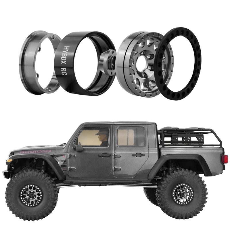 HYBDX Rc 1.9 Inch Aluminum Alloy Beadlock Wheel Rim Hub 4pcs Suit for 1:10 RC Crawler Axial SCX10 SCX10 II TRX4 RC4WD D90(Grey 4 PCS) - Image 4