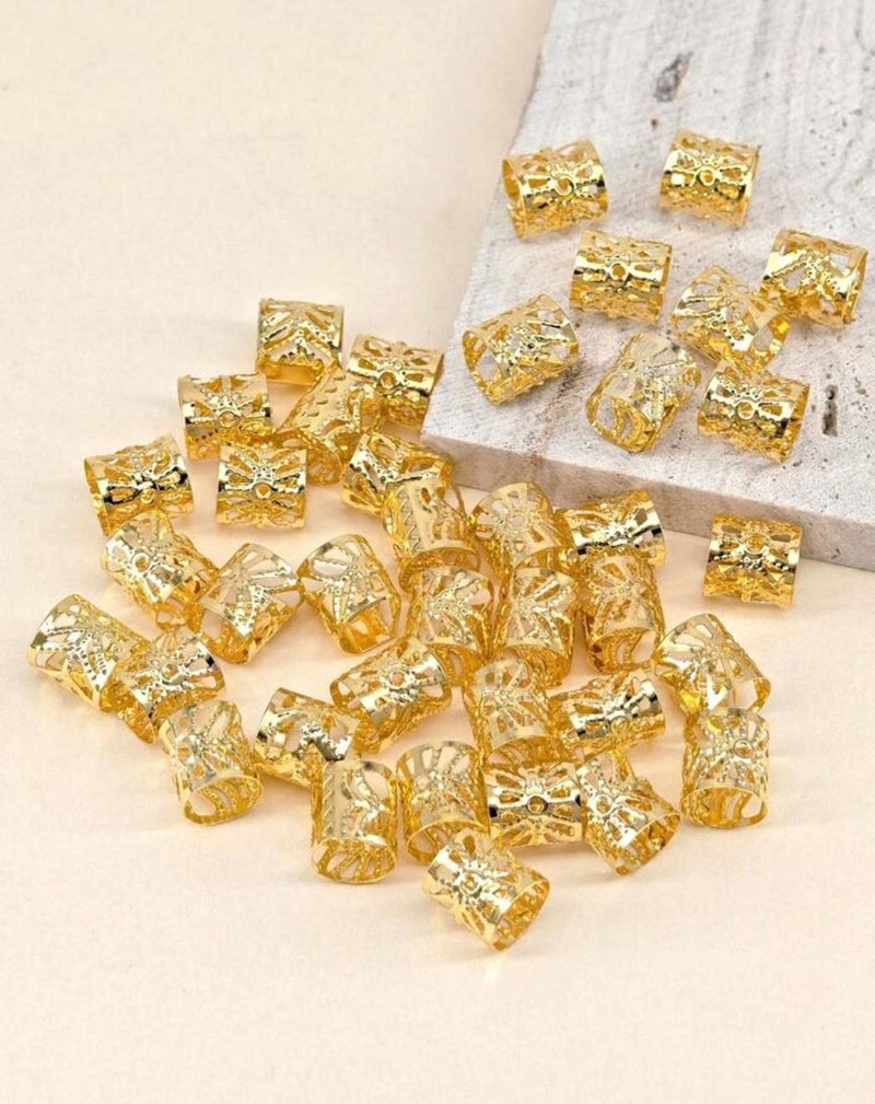 40pcs Gold Dreadlock Hair Rings, Summer Hair Accessories, Punk Street Hip-Hop Festival Women's Hair Decoration, Fall Braided Hair Clips, Small Braid Hair Accessories, Beach Vacation Hair Ornaments, Hair Styling Accessories, Y2K Hair Clips - Image 3