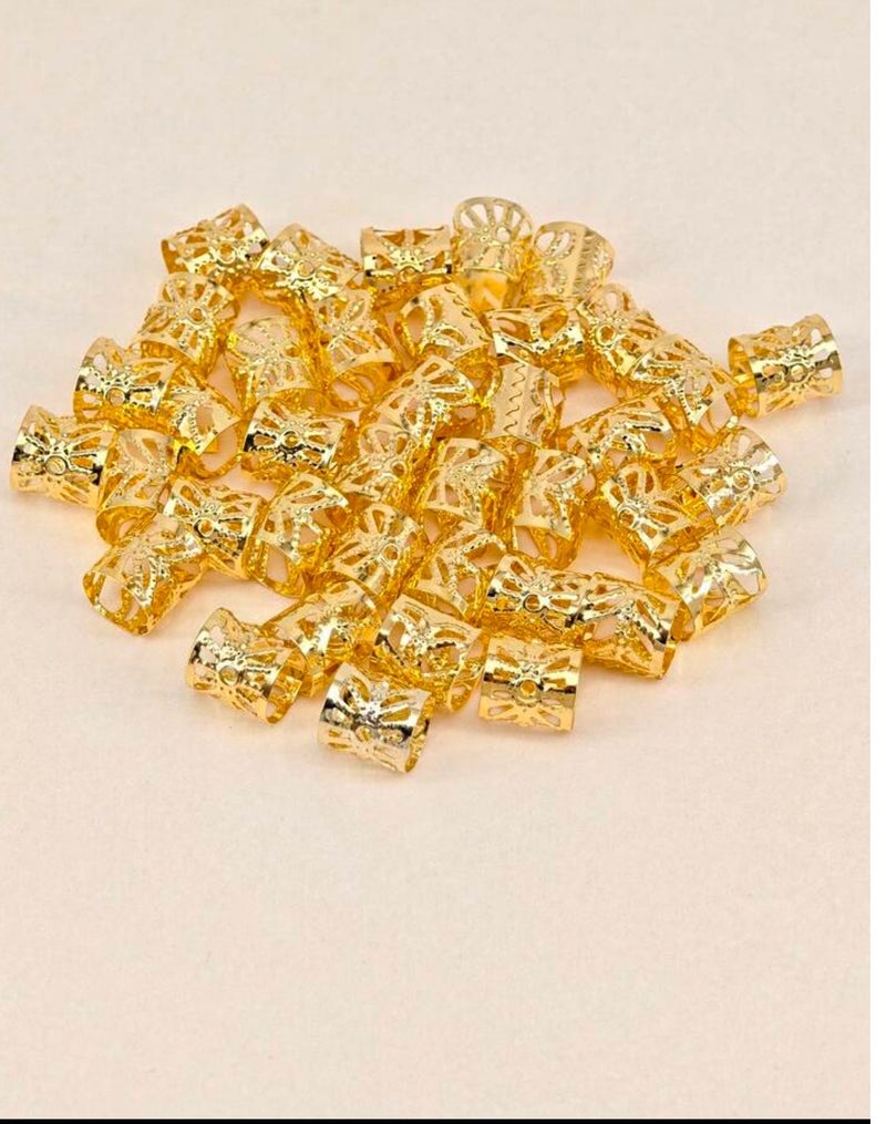40pcs Gold Dreadlock Hair Rings, Summer Hair Accessories, Punk Street Hip-Hop Festival Women's Hair Decoration, Fall Braided Hair Clips, Small Braid Hair Accessories, Beach Vacation Hair Ornaments, Hair Styling Accessories, Y2K Hair Clips - Image 2