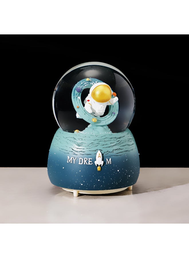 Astronaut Different Time And Space Music Loop Crystal Ball Automatic Snow Outside Rotating Lights Children's Birthday Holiday Gift-Color:Medium Manual Snow Music Lights-Dimensions:The Blue Astronaut  - Image 5