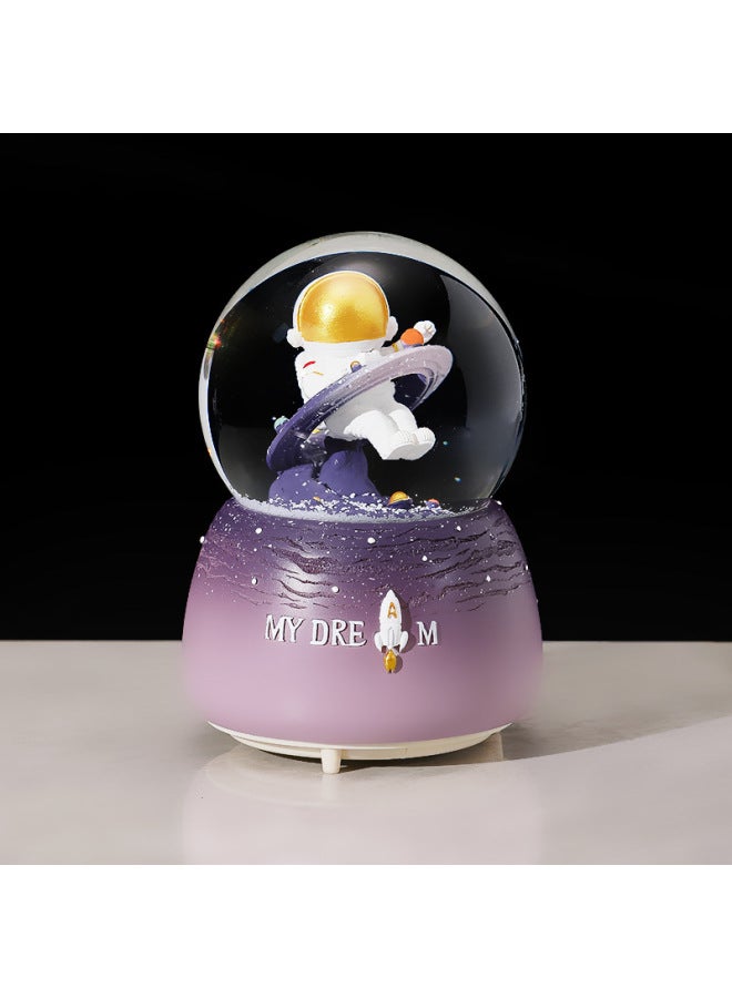 Astronaut Different Time And Space Music Loop Crystal Ball Automatic Snow Outside Rotating Lights Children's Birthday Holiday Gift-Color:Medium Manual Snow Music Lights-Dimensions:The Blue Astronaut  - Image 1