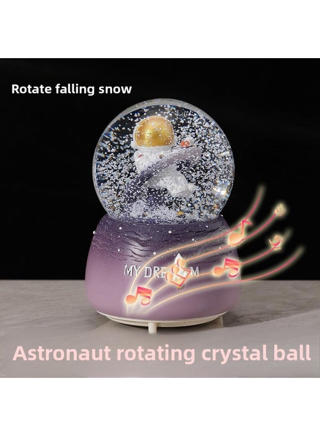 Astronaut Different Time And Space Music Loop Crystal Ball Automatic Snow Outside Rotating Lights Children's Birthday Holiday Gift-Color:Medium Manual Snow Music Lights-Dimensions:The Blue Astronaut  - Image 4
