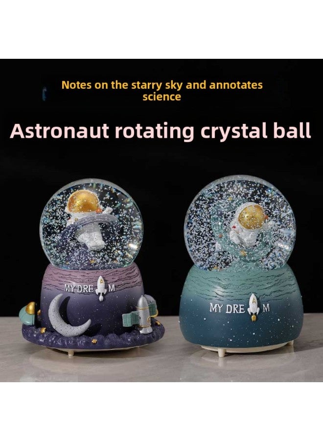 Astronaut Different Time And Space Music Loop Crystal Ball Automatic Snow Outside Rotating Lights Children's Birthday Holiday Gift-Color:Medium Manual Snow Music Lights-Dimensions:The Blue Astronaut  - Image 3