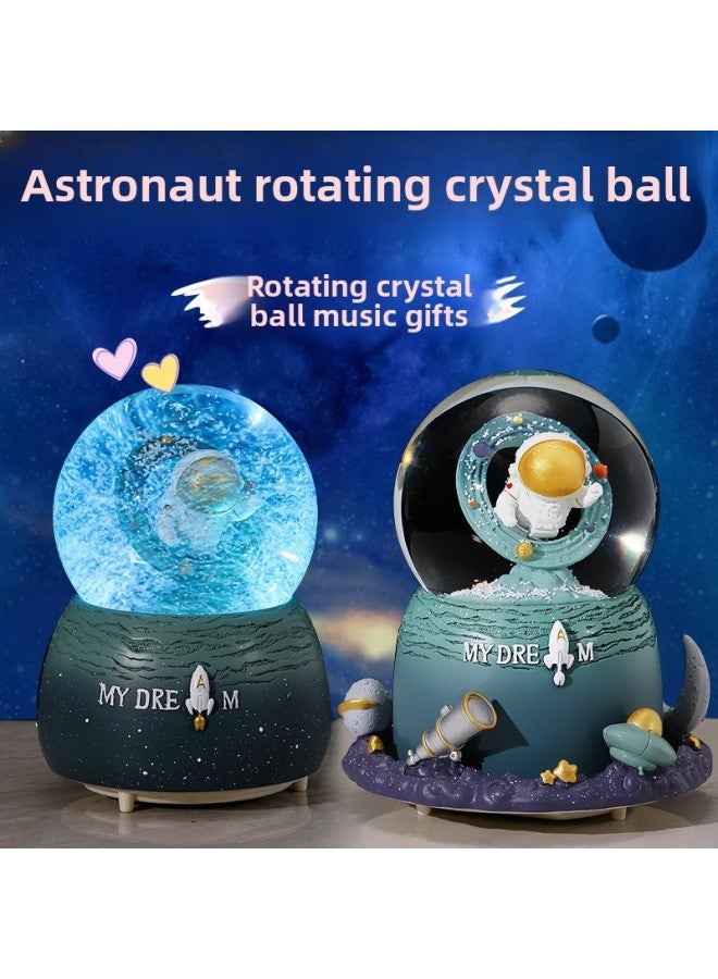 Astronaut Different Time And Space Music Loop Crystal Ball Automatic Snow Outside Rotating Lights Children's Birthday Holiday Gift-Color:Medium Manual Snow Music Lights-Dimensions:The Blue Astronaut  - Image 2