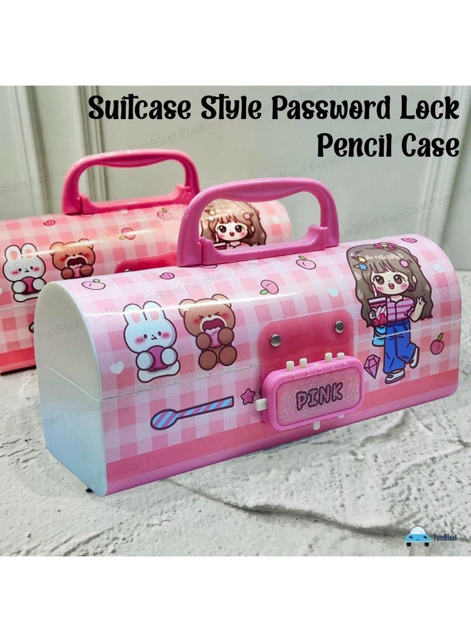 FunBlast Kids Pen & Pencil Box Plastic Suitcase Style Password Lock Pencil Case, Multi-Layer Pencil Box For Kids, Boys, Girls, Stationary Organizer Case For Kids, Return Gift For Kids (Pink) - Image 2
