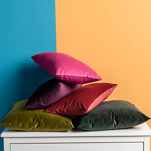JUSPURBET Velvet Pillow Covers Set of 2 Decorative Throw Pillow Covers for Couch Sofa Bed Soft Cushion Covers Cases with Hidden Zipper for Living Room Home Decor 18x18 inch,Eggplant Purple - Image 5