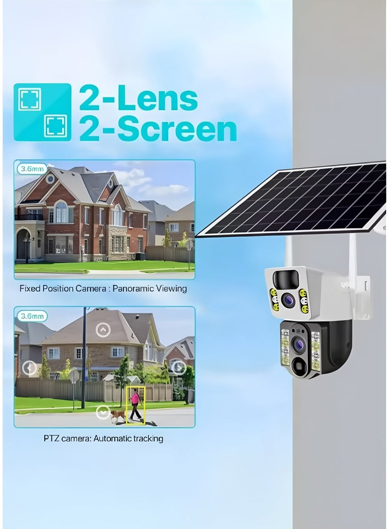 Flyview 4G LTE SIM Card IP Security Camera 4K Dual Lens Camera Solar Panel Outdoor Night Vision PTZ Color IR Night Vision Dual Sensor Motion Detection Tilt Surveillance Camera System With Solar Panel - Image 3