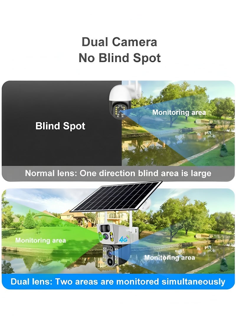 Flyview 4G LTE SIM Card IP Security Camera 4K Dual Lens Camera Solar Panel Outdoor Night Vision PTZ Color IR Night Vision Dual Sensor Motion Detection Tilt Surveillance Camera System With Solar Panel - Image 4