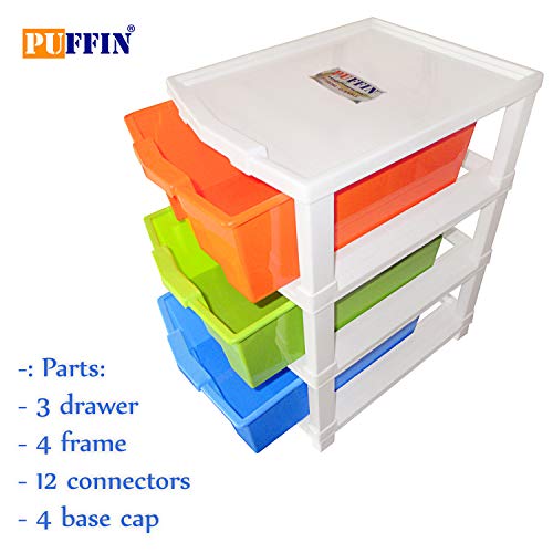 Puffin Multipurpose 3Plastic Modular Drawer System Multi Color use office, home - Image 3