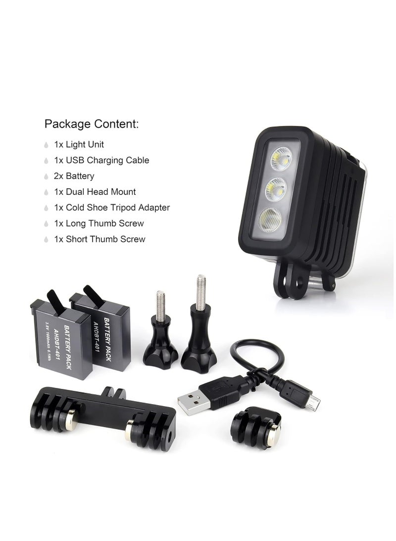 Aluminum Underwater Dive Light, Fit for GoPro Waterproof Fill Nigh Light, 164ft Scuba Light Photography Accessories, Fit for GoPro Hero 12 11 10 9 8 7 6 5 4 3 Mini Max Session DJI OSMO Action Camera