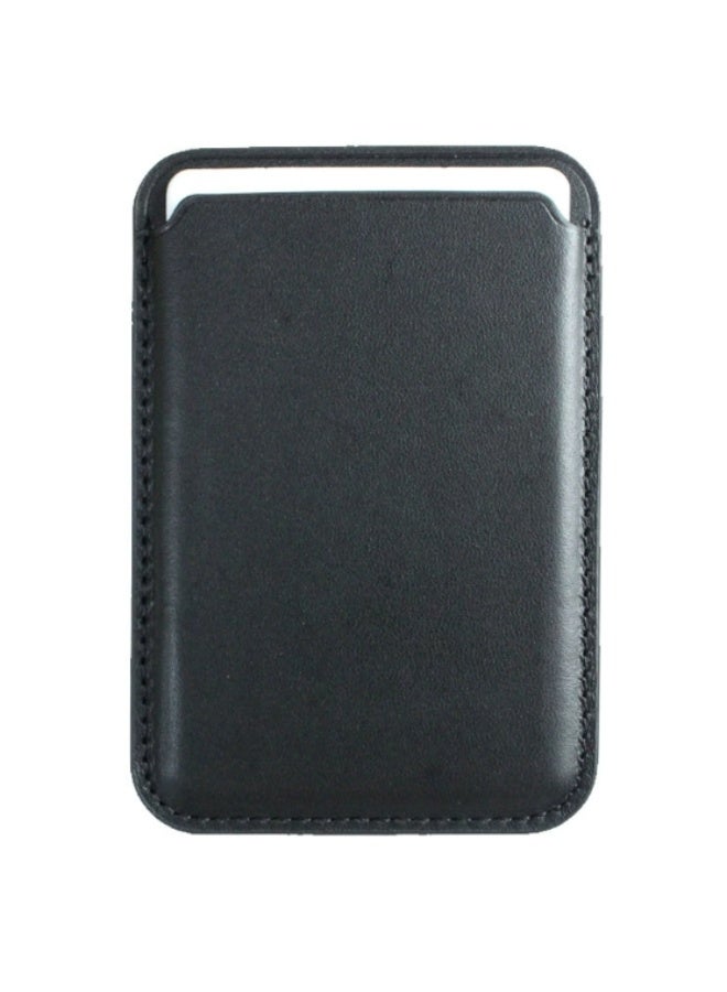 حامل بطاقات مغناطيسي من ماج سيف - مصنوع من الجلد الصناعي - حامل بطاقات مغناطيسي قوي - أسود - Image 1