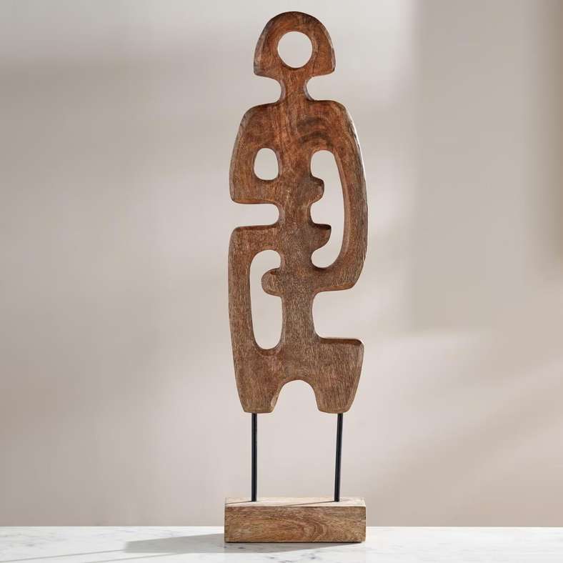 Pan Home Abstract Wooden Sculpture - Brown - Image 2