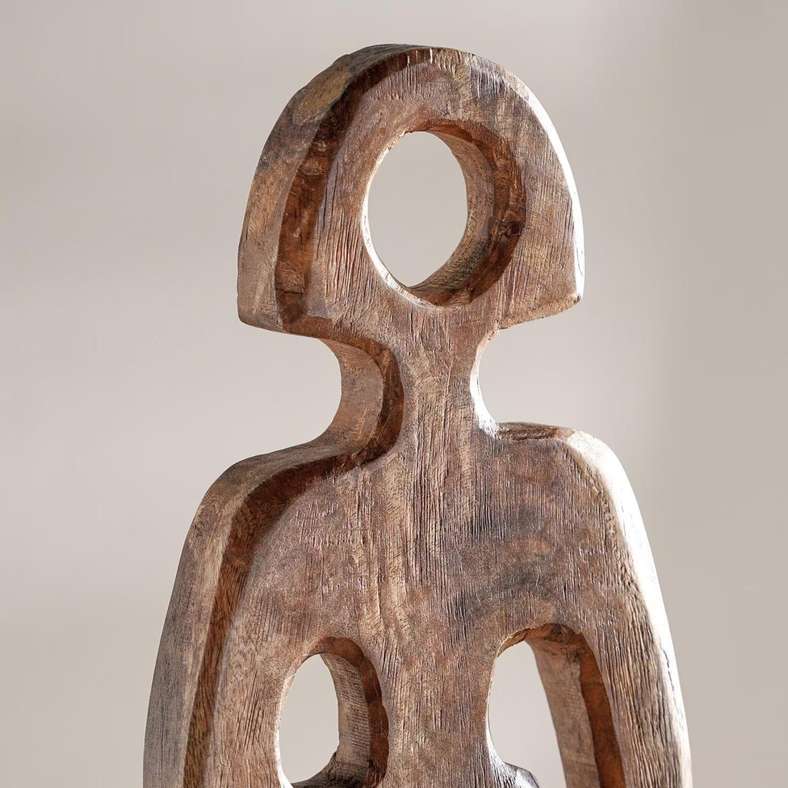 Pan Home Abstract Wooden Sculpture - Brown - Image 3