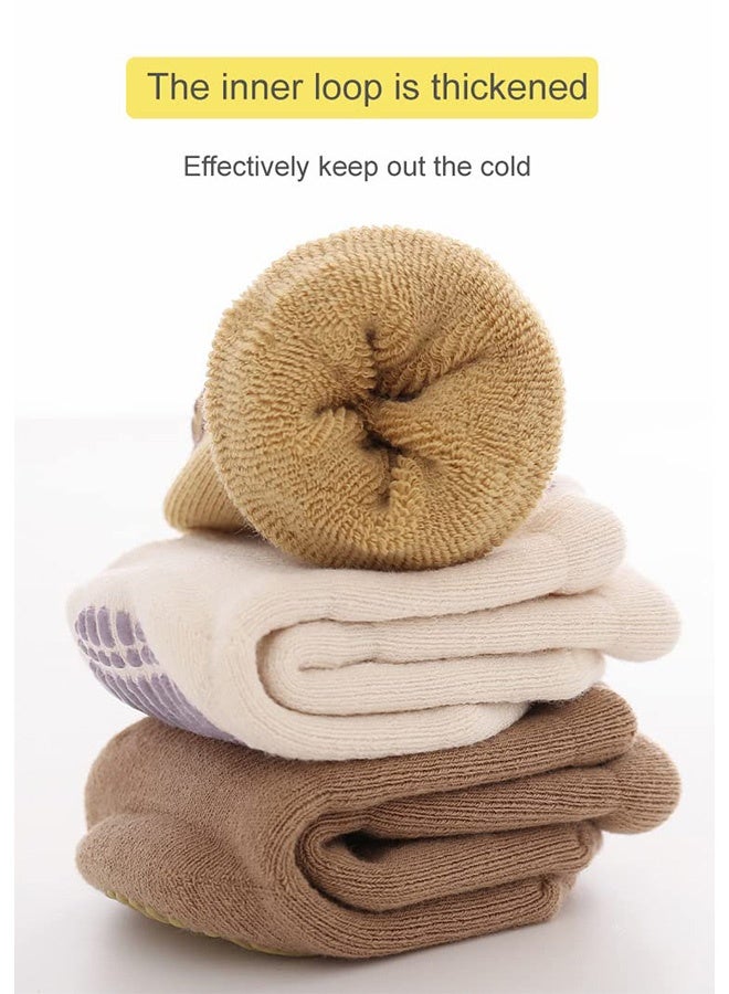 Peachjoy جوارب أطفال غير قابلة للانزلاق، جوارب دافئة وسميكة، جوارب منزلية مضادة للانزلاق للأطفال الصغار، مناسبة للبنات والأولاد حديثي الولادة. - Image 2