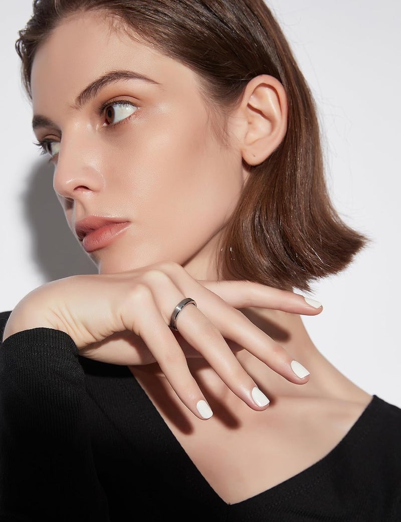 Greenpod 4MM 6MM 8MM Tungsten Carbide Engagement Ring Brushed Beveled Edge Polished Silver Wedding Band for Men Women Engraved I Love You Always & Forever Size 4-15 - Image 4