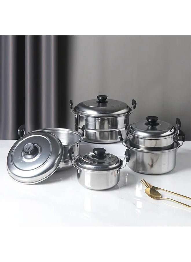 Arabest - 12 Pcs Tri-ply Stainless Steel Cookware Set - Induction Compatible, Dishwasher Safe, Oven Safe, Ergonomic Handles, and Chrome Finish - Image 1