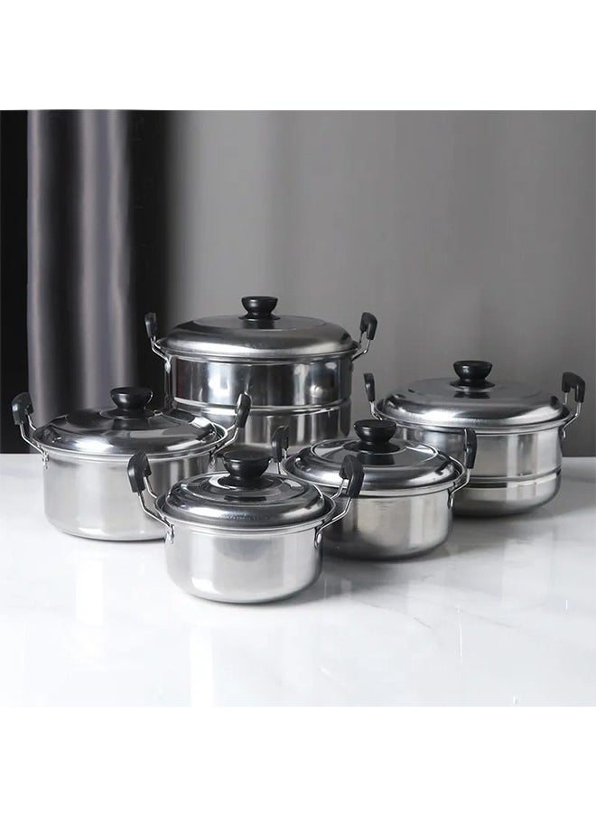 Arabest - 12 Pcs Tri-ply Stainless Steel Cookware Set - Induction Compatible, Dishwasher Safe, Oven Safe, Ergonomic Handles, and Chrome Finish - Image 1