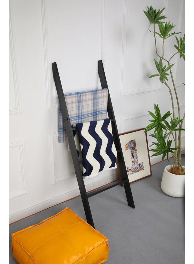 RELODECOR Blanket Ladder for Living Room and Bedroom, 4-Tier Wall Leaning Laminate Snag Free Construction (Black) Rustic Decorative Farmhouse Blanket Storage, Quilt Rack, Ladder Shelf, Easy Assembly - Image 1