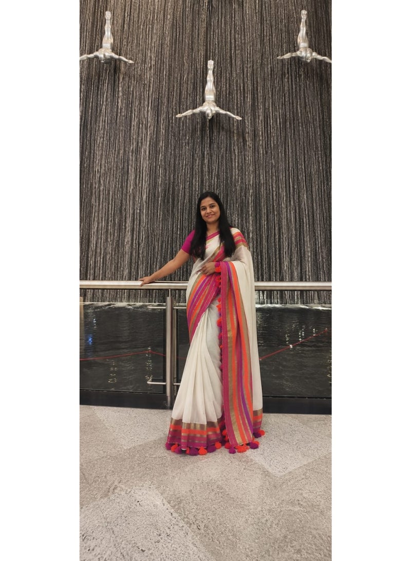 Premium mul cotton 120 count saree - Image 3
