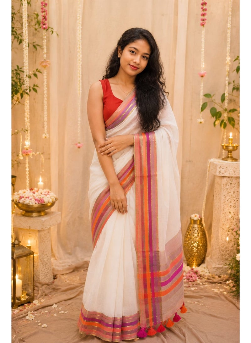 Premium mul cotton 120 count saree - Image 1