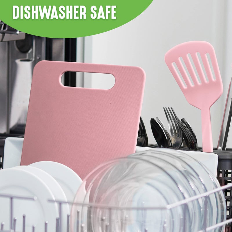 GreenLife Cutting Board Set 8x12" & 10x14", Extra Durable, Meal Prep, Non-Slip, Grip Handles, Crack Resistant, Dishwasher Safe, Reversible, Versatile Kitchen Essentials, Soft Pink - Image 3