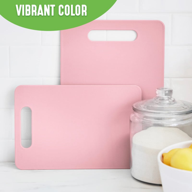 GreenLife Cutting Board Set 8x12" & 10x14", Extra Durable, Meal Prep, Non-Slip, Grip Handles, Crack Resistant, Dishwasher Safe, Reversible, Versatile Kitchen Essentials, Soft Pink - Image 4