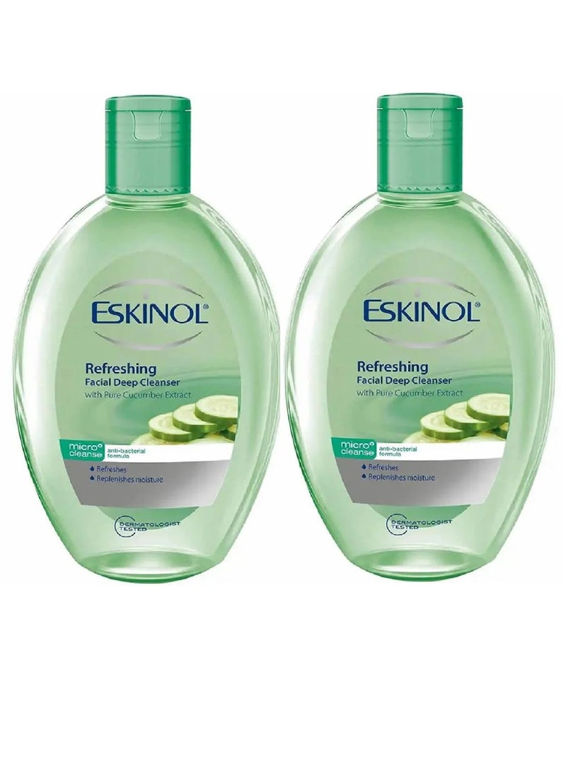 إسكينول قطعتين من منظف ​​عميق ومنعش للوجه بخلاصة الخيار النقية 225X2 مل