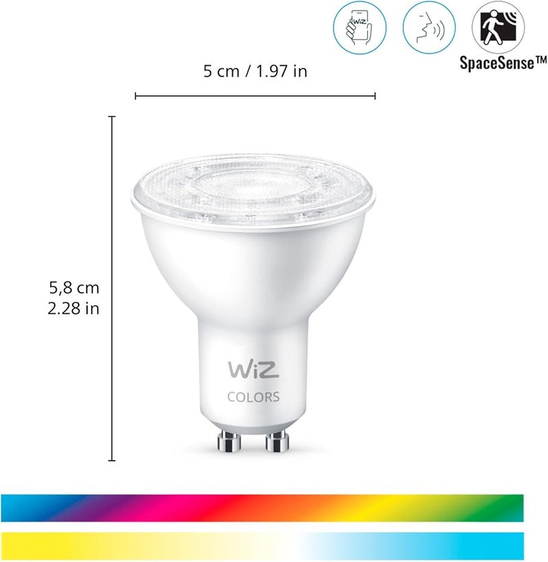 WiZ Colour [GU10 Spot] Smart Connected WiFi Light Bulb 2 Pack. 60W Colour and White Light, App Control for Home Indoor Lighting, Livingroom, Bedroom. - Image 2