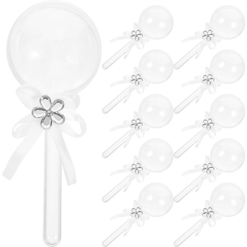 Healifty 12pcs Rattle Acrylic Candy Boxes Fillable Lollipop Candy Box with Ribbon Plastic Container Shower Favors for Gender Reveal Party Clear - Image 2
