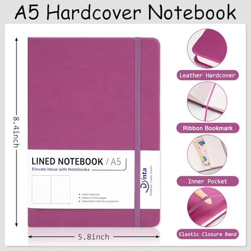 Dynta 20 Pack Hardcover Leather Journal Notebooks, A5 College Ruled, 200 Pages/100 Sheets, 5.8 x 8.4 inch, 10 Colors, Bulk for Business/Office/Work - Image 2