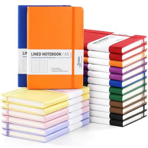 Dynta 20 Pack Hardcover Leather Journal Notebooks, A5 College Ruled, 200 Pages/100 Sheets, 5.8 x 8.4 inch, 10 Colors, Bulk for Business/Office/Work - Image 1