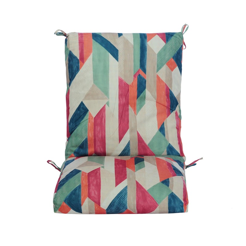 Makimoo Set of 2 Outdoor Dining Chair Cushions, Patio Seating Cushions, 38x18x4.5 inch, for Garden Patio Furniture (Red-Green Geometry) - Image 2