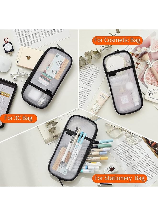 X spring Grid Mesh Pen Pencil Case Multifonction Transparent Stationary Bag Clear Pencil Bag With Zipper Clear Pencil Case For Exams Clear Mesh Pencil Pouch For Office Stationery  - Image 5