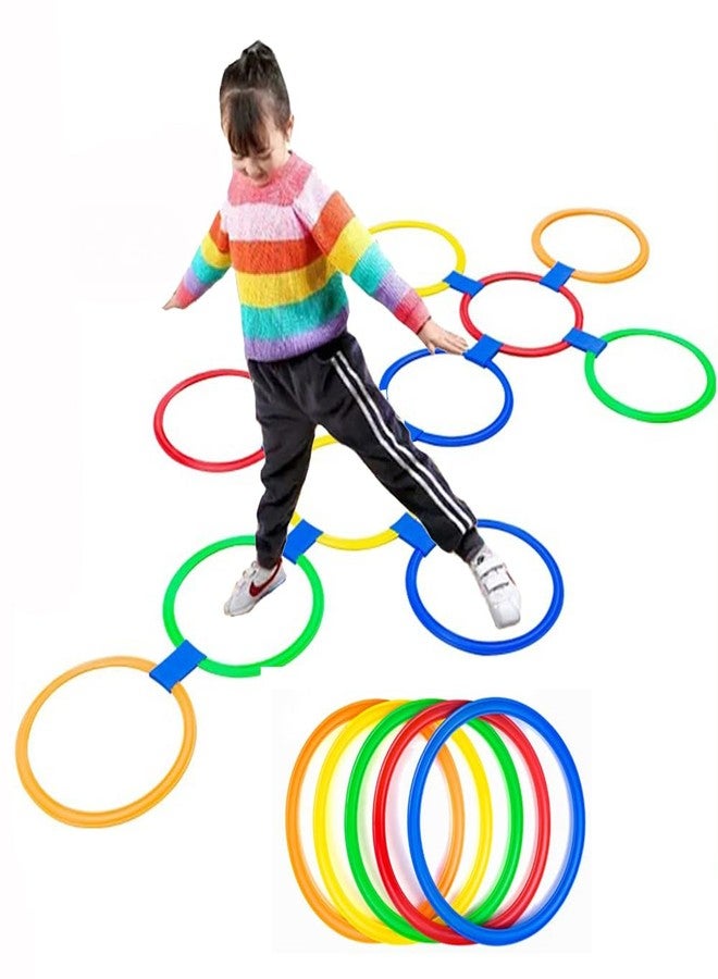 AMYESE 11in Hopscotch Rings-Hopscotch Game Hoops Circles with 15 Connectors for Kids Balance Agility Training Obstacle Course, Boys Girls Birthday Fun Play Indoor Outdoor Backyard Playground Activity - Image 1