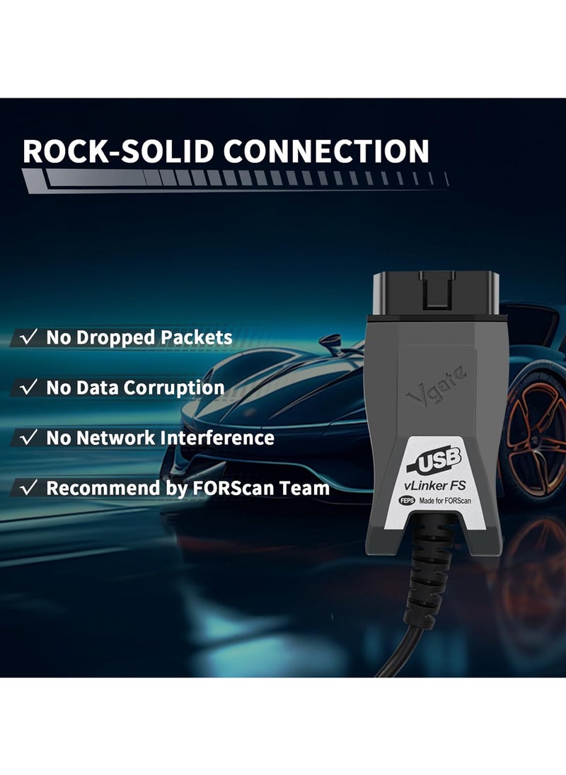 Vgate - VLinker Vgate FS USB OBD2 Adapter Diagnostic Tool For FORScan HS/MS-CAN Car Auto Switch ECU Programming & Modification Hacker-Proof Unlock Advanced And Hidden Functions - Image 1