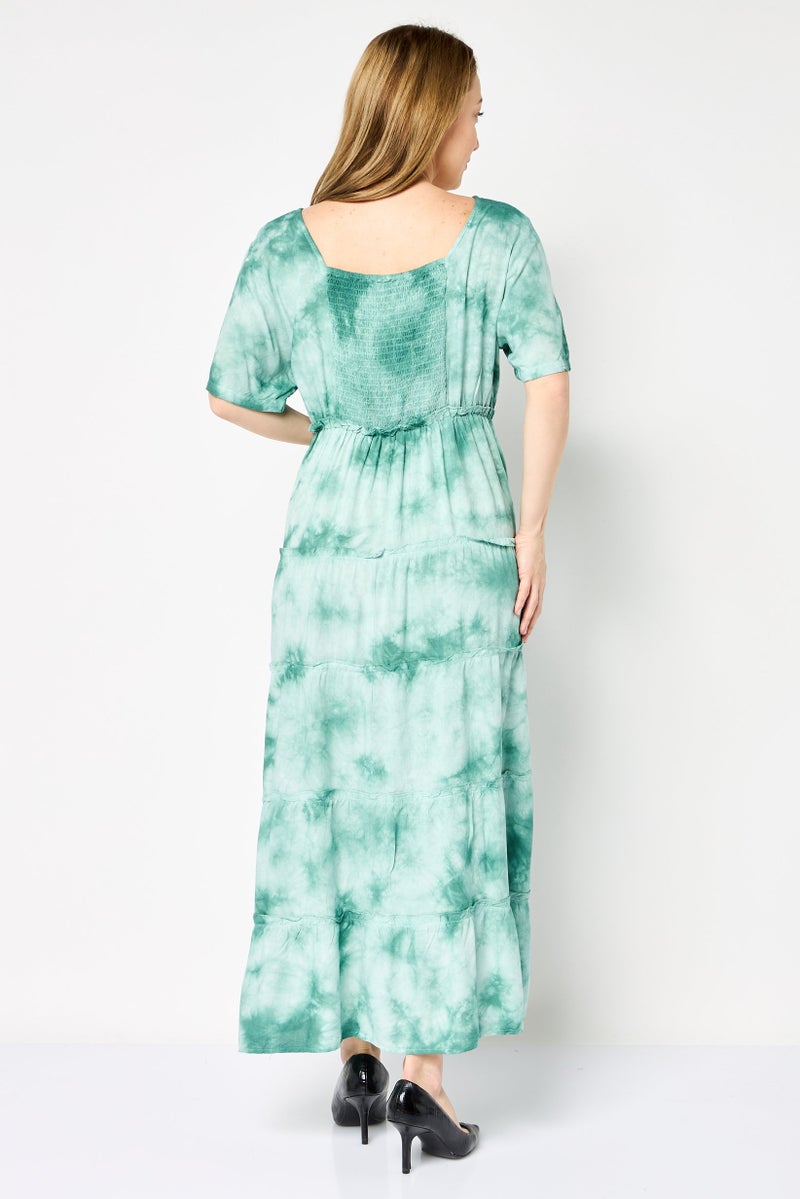Willow & Whistle Women Tie Dye Print Midi Dress, Multicolor - Image 4