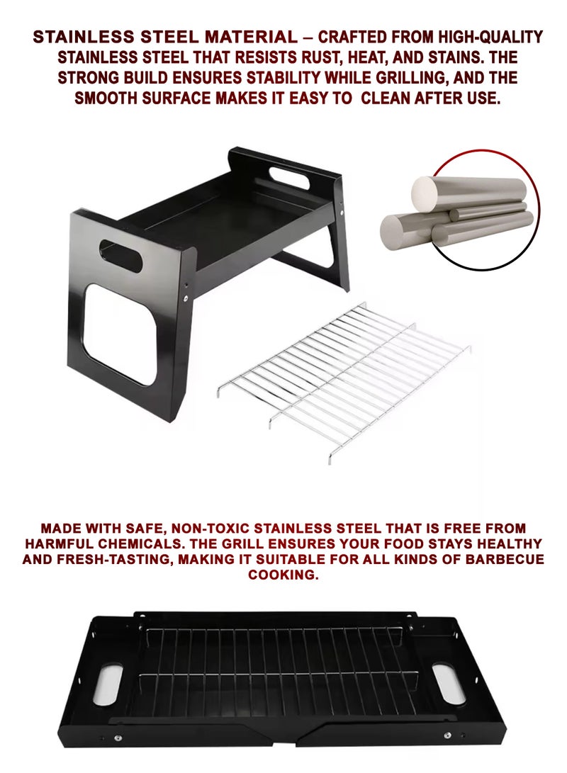 Toshionics Foldable Charcoal Grill – Portable Stainless Steel BBQ Stand | Easy to Carry, Food-Safe, Rust-Resistant, Easy to Clean | Perfect for Camping, Picnic, Garden, Beach & Outdoor Barbecue Cooking - Image 5