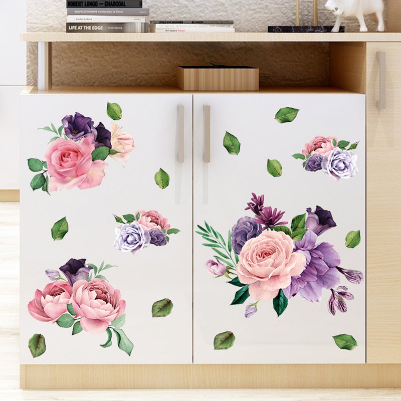 2 Sheets Peony Flower Wall Decal Removable Home Room Wall Sticker Decoration - Image 1
