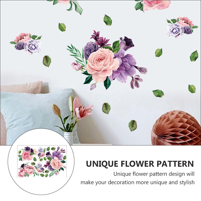 2 Sheets Peony Flower Wall Decal Removable Home Room Wall Sticker Decoration - Image 2