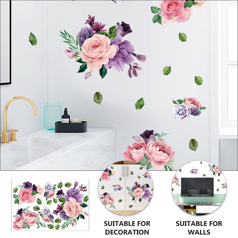 2 Sheets Peony Flower Wall Decal Removable Home Room Wall Sticker Decoration - Image 5