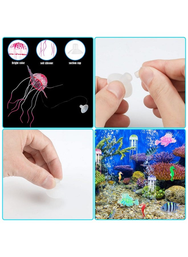 Patelai 8 Pieces Luminous Aquarium Decorations Fake Fish Glowing Jellyfish Artificial Jellyfish Aquarium Fluorescent Lionfish Seahorse Aquarium Decoration Silicone Aquarium Decoration (Dreamy Color)  - Image 5