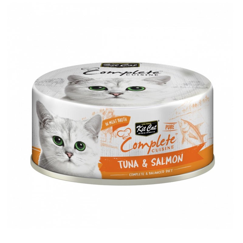 كيت كات Kit Cat Complete Cuisine Tuna And Salmon In Broth Canned Cat Food - 70 g