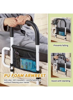 Generic Bed Rails for Elderly Adults Safety, Bed Assist Rail with Dual Grab Handles, Bed Support Bar with Storage Pocket, Fits King, Queen, Double, Single, 20.47×19.2×11.81 inches  - Image 4