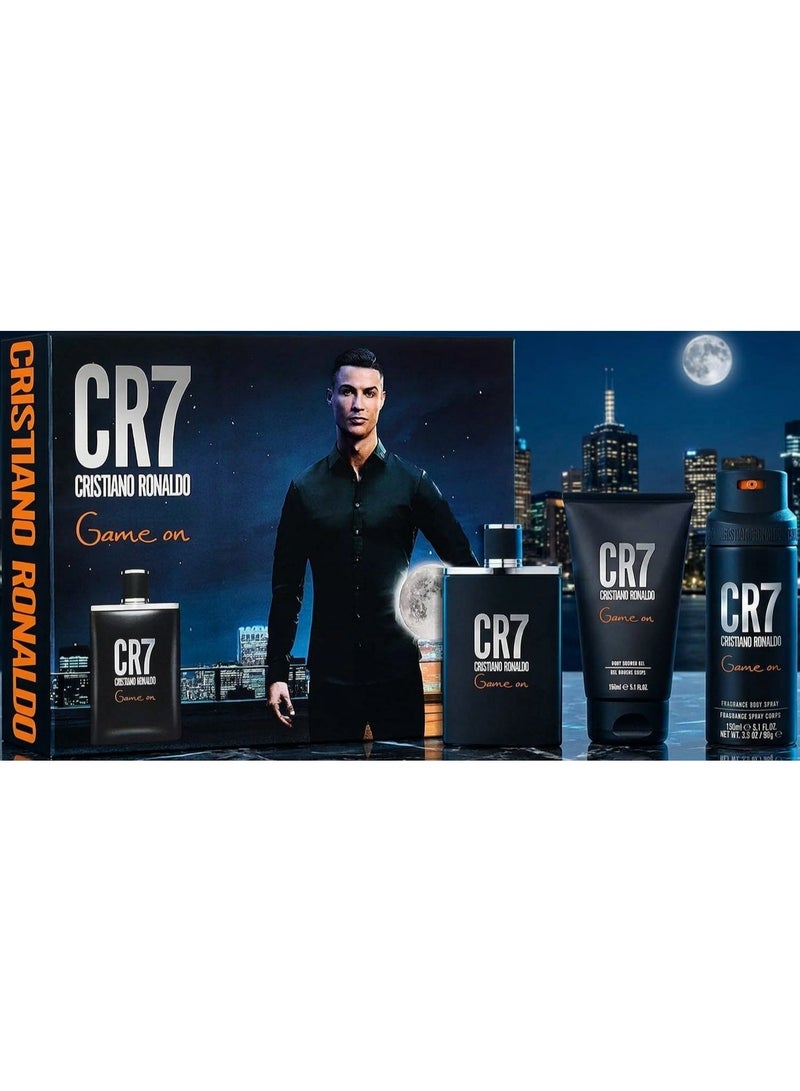 Cristiano Ronaldo CR7 Game On Gift Set - Bold Sports Cologne for Men with Woody Notes - Body Spray & Shower Gel - 3 pcs - Image 2