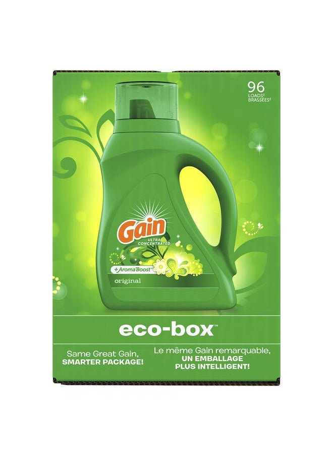 Gain Laundry Detergent Liquid Soap Eco-Box, Ultra Concentrated High Efficiency (HE), Original Scent, 96 Loads  - Image 1